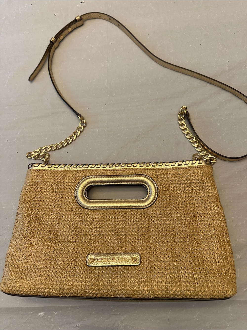 Michael Kors Large Rosalie Straw Clutch Bag